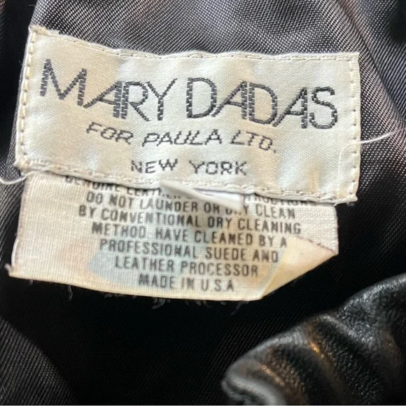 MARY DADAS Black Leather Vintage Skirt Sz 8 - Picture 4 of 6